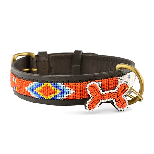 Kampuni Zinj Design Cimaroon - hundehalsbånd med glasperler