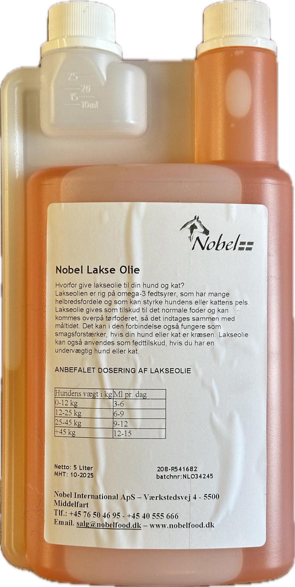 Nobel Lakseolie - 1L - Dansk kvalitets olie til hunde